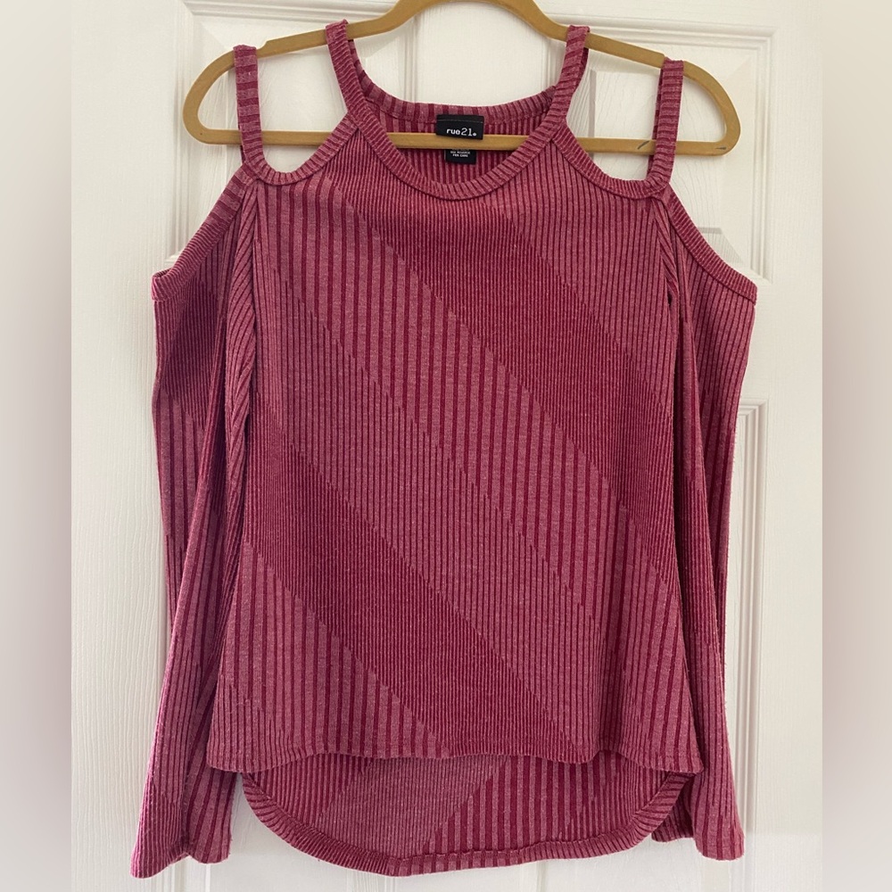 Forever 21 Pink Asymmetrical Ribbed Blouse